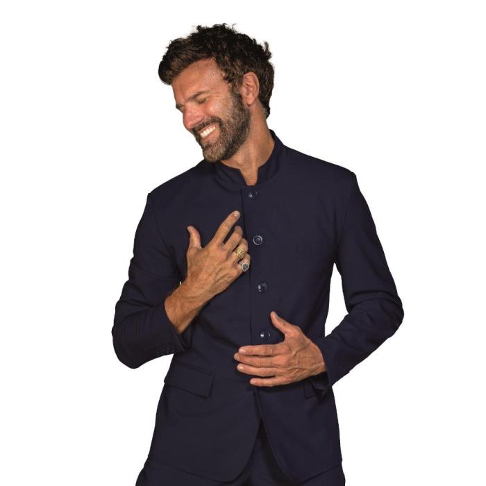Giacca uomo Riad con spacchi misto lana blu