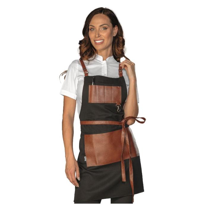 Grembiule unisex Bristol Short nero cuoio